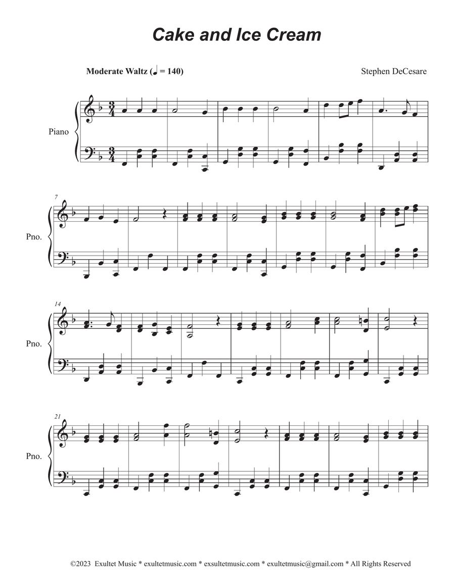 Cake and Ice Cream (Easy Piano solo) Easy Piano scores gallery preview page 1