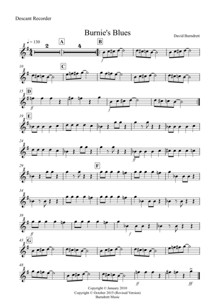 Burnie's Blues for Descant Recorder and PIano image number null