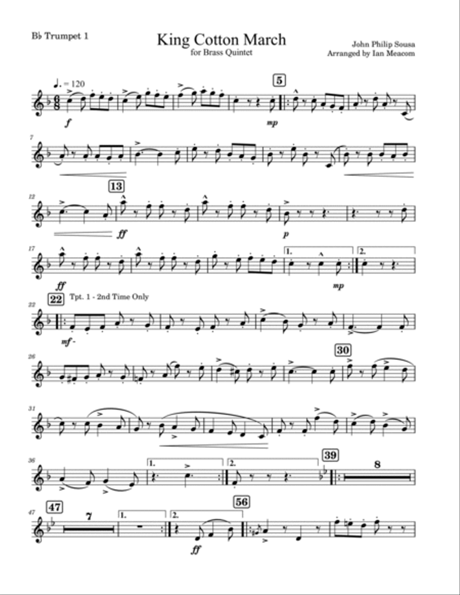 King Cotton March for Brass Quintet Brass Quintet scores gallery preview page 6