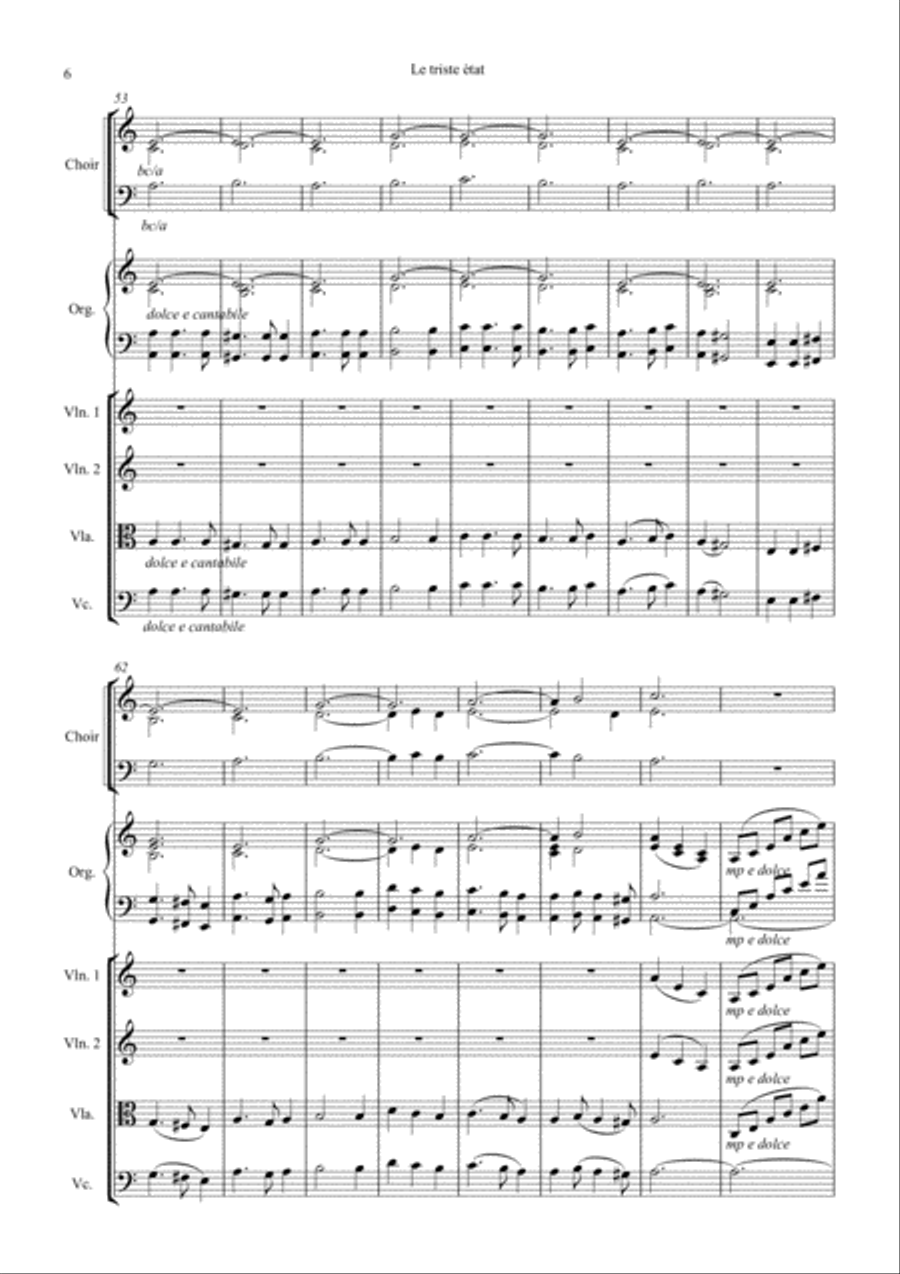 LE TRISTE ETAT, based on LA FOLIA, for SATB c.,strings and organ 4-Part scores gallery preview page 6