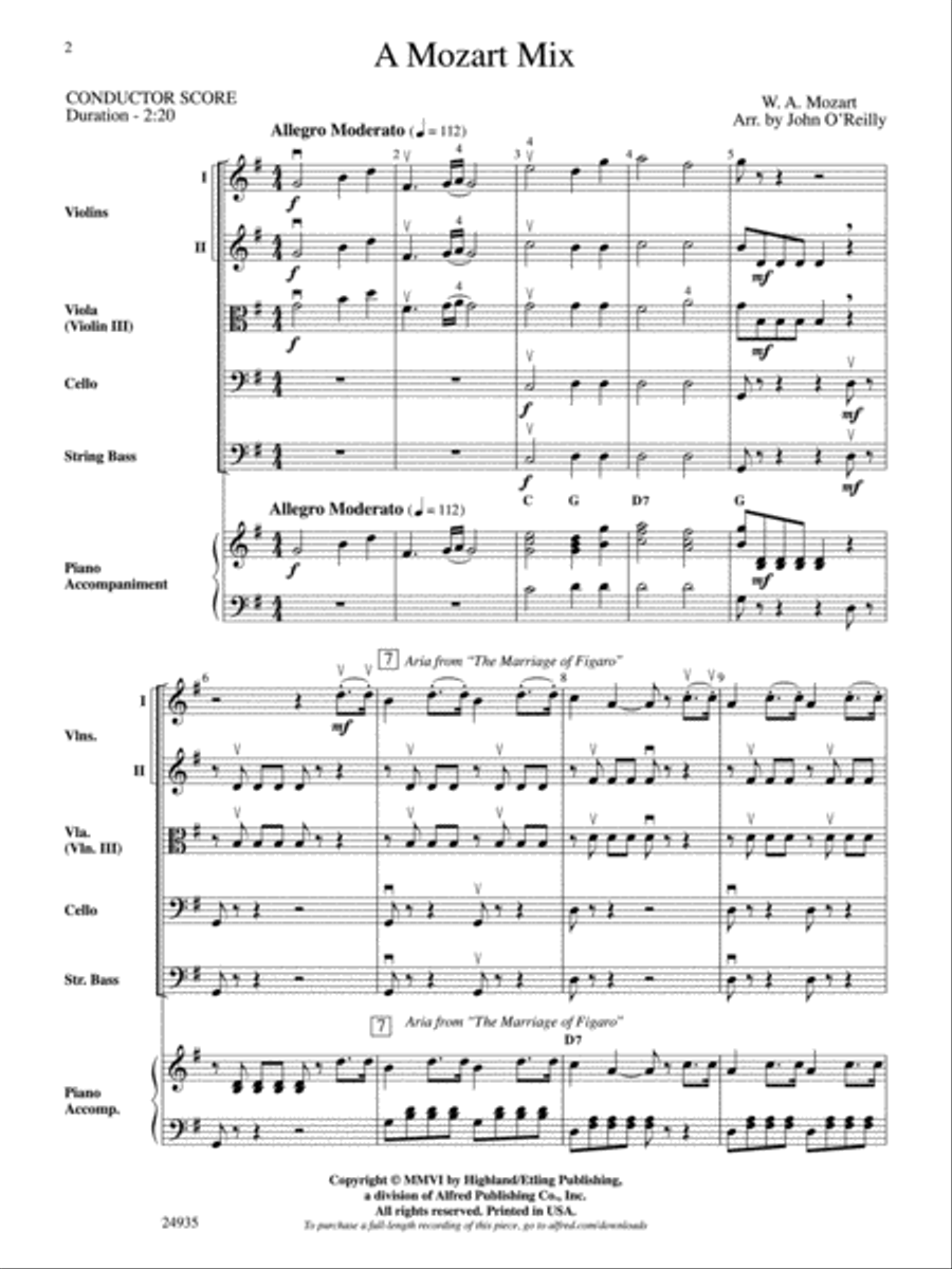 A Mozart Mix String Orchestra scores gallery preview page 2