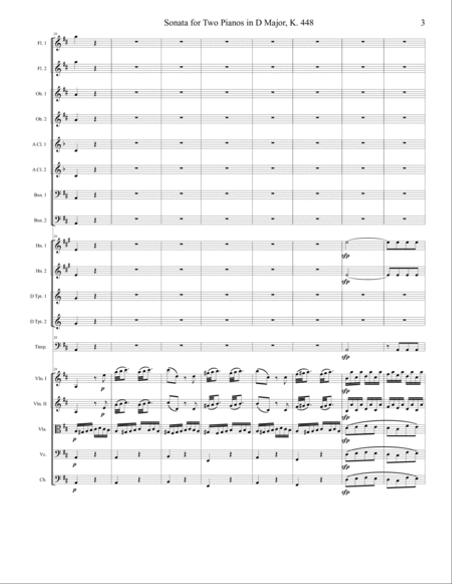 Sonata for Two Pianos in D Major, K. 448, Movement 3 Full Orchestra scores gallery preview page 3