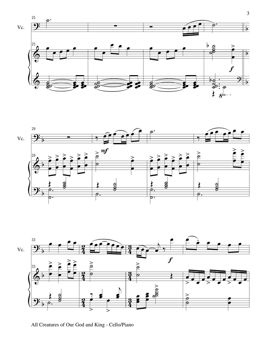 Gary Lanier: 3 HYMNS of ADORATION (Duets for Cello and Piano) Piano scores gallery preview page 5