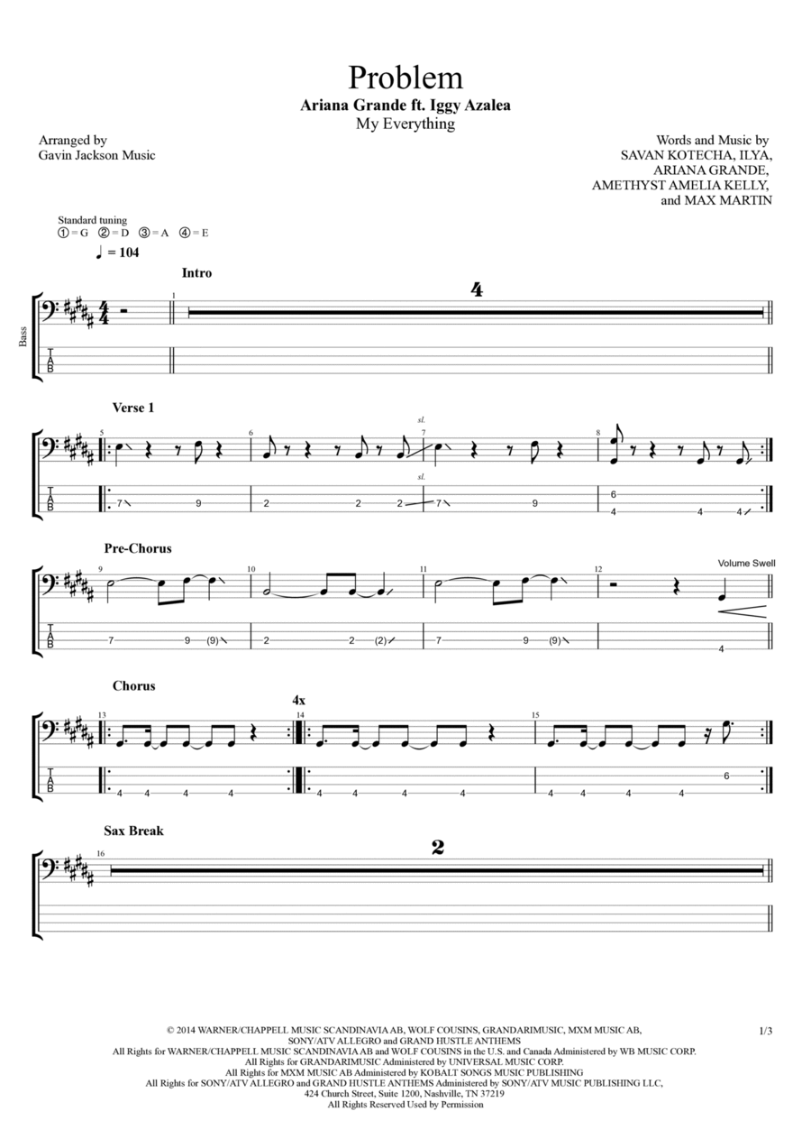 Problem Problem Guitar Tablature scores gallery preview page 1