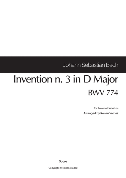 Invention n. 3 in D Major, BWV 774 (for two violoncellos) image number null