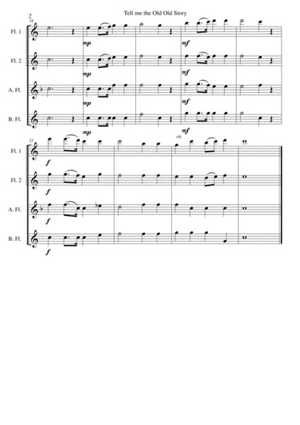 Tell me the old old story for Flute quartet (2 C flutes, alto flute, bass flute) image number null