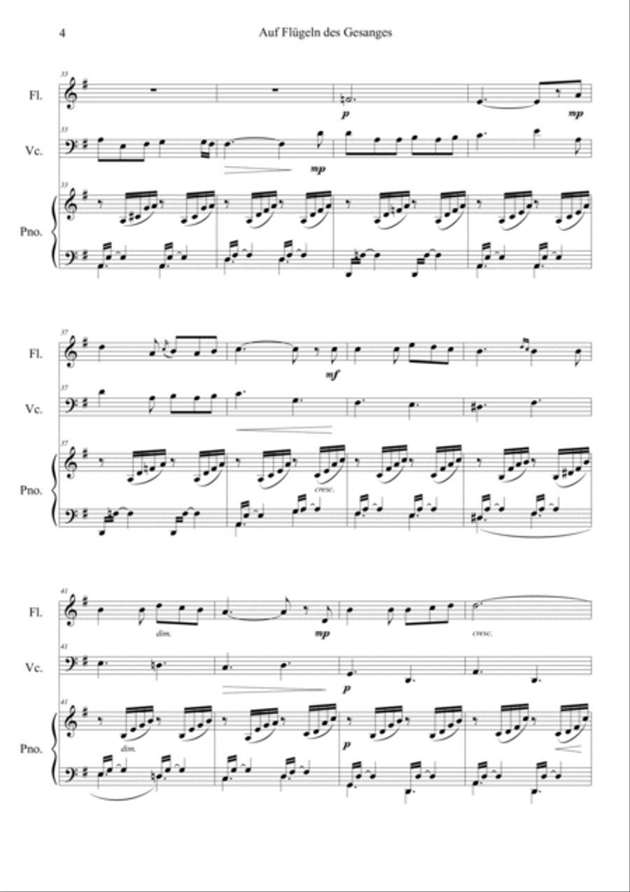 Auf Flugeln des Gesanges Easy Version in G Cello scores gallery preview page 4