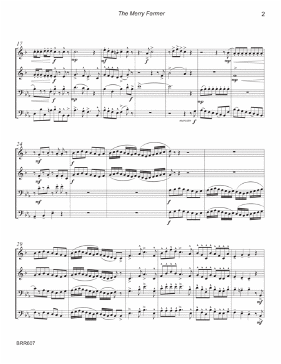 THE MERRY FARMER arranged for BRASS QUARTET. Based on the Piano Solo by Robert Schumann image number null