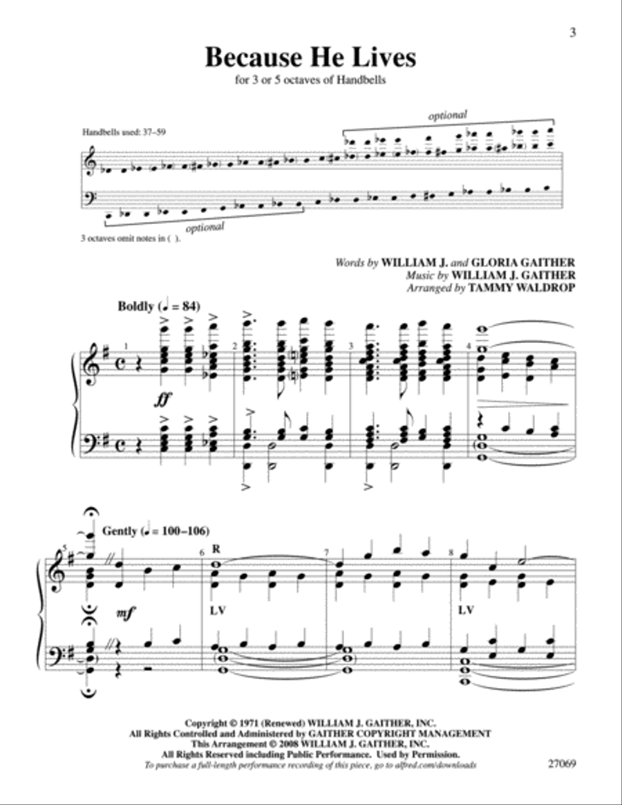 Because He Lives Because He Lives Handbell Choir scores gallery preview page 3