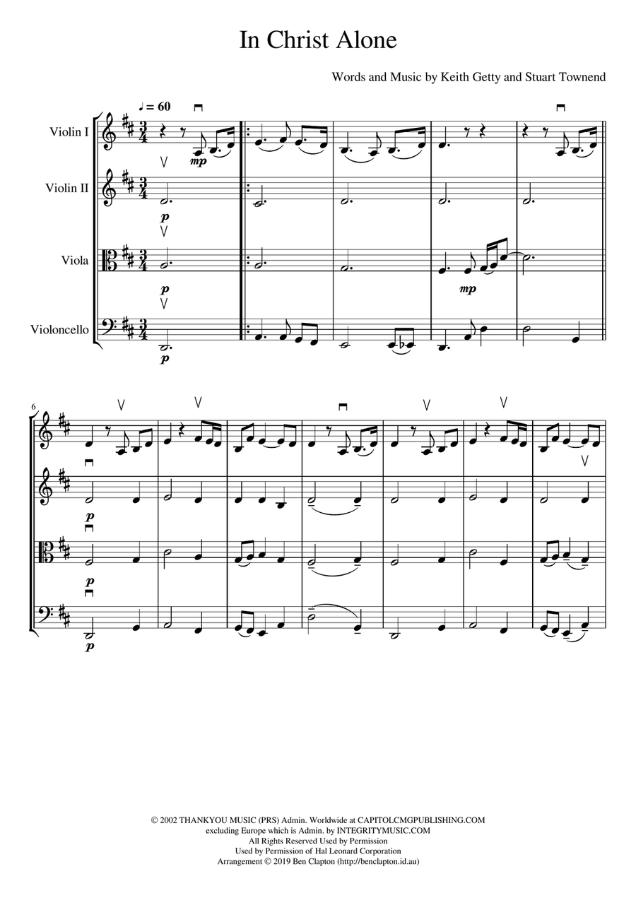 In Christ Alone String Quartet scores gallery preview page 1