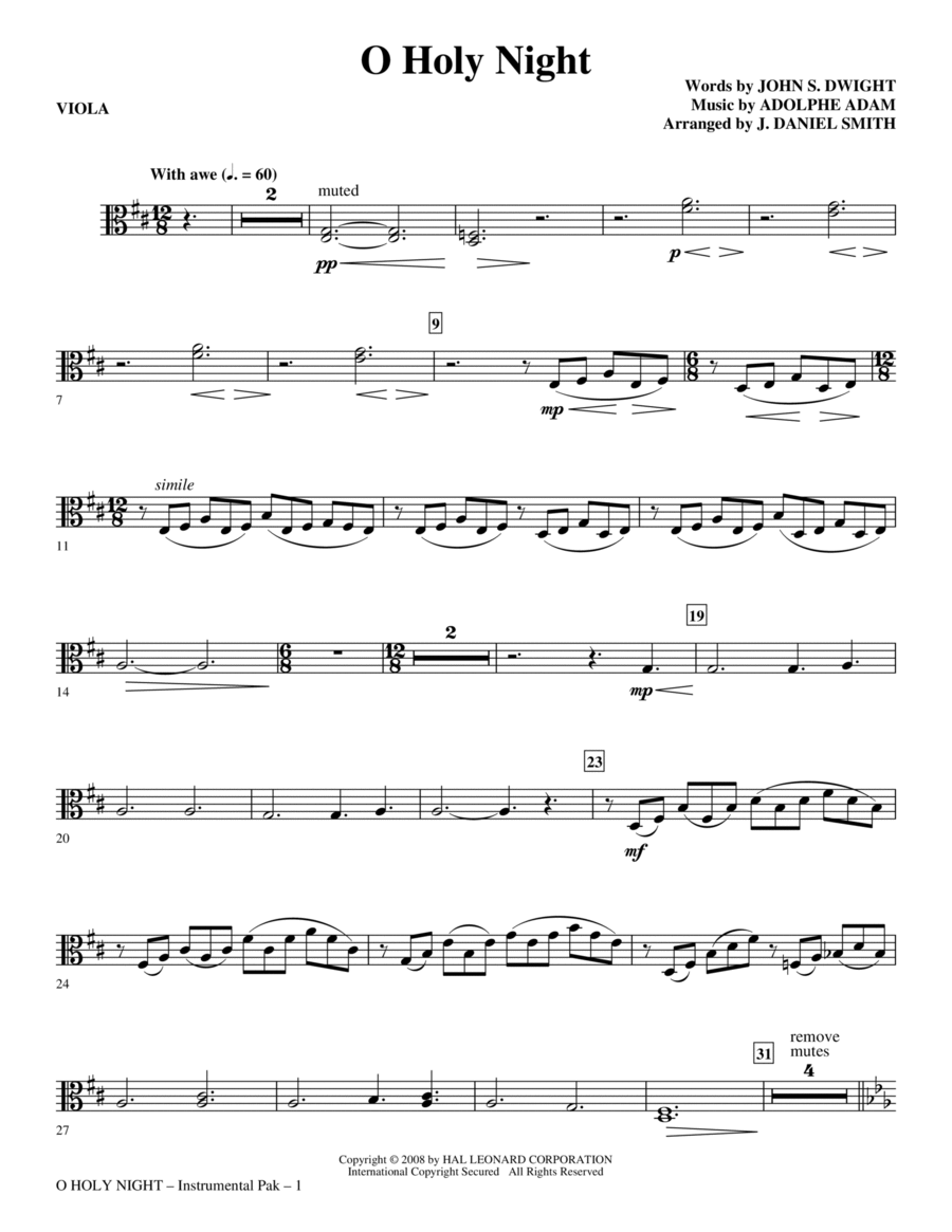 O Holy Night - Viola O Holy Night - Viola Choir scores gallery preview page 1