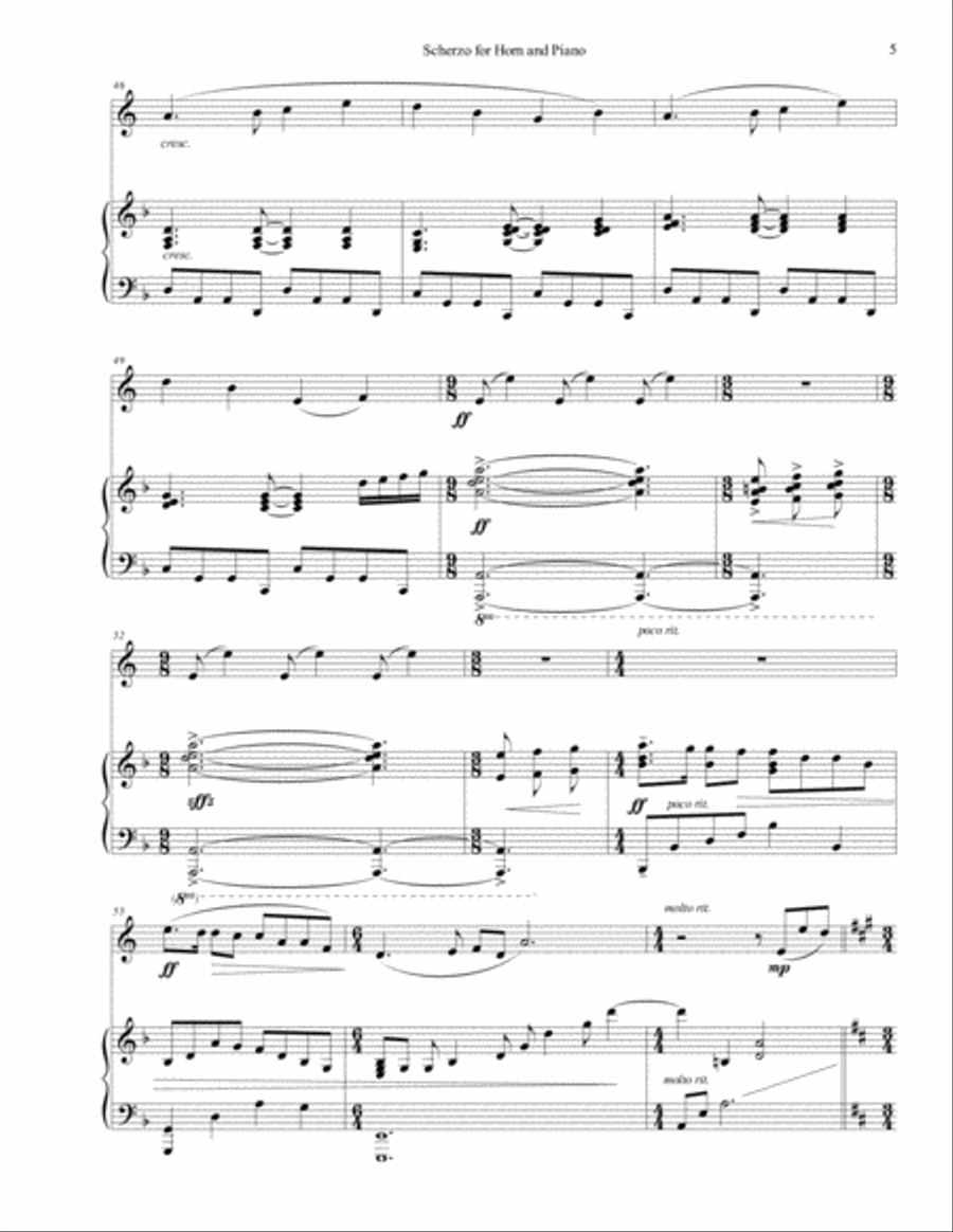 Scherzo for Horn and Piano Horn scores gallery preview page 5