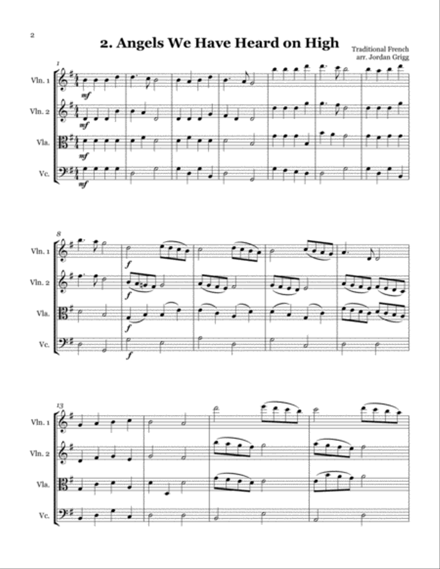 14 Christmas Carols (arranged for String Quartet) String Quartet scores gallery preview page 2