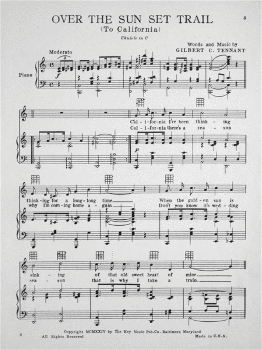 Over the Sunset Trail (To California). Melody Tox-Trot Voice scores gallery preview page 2