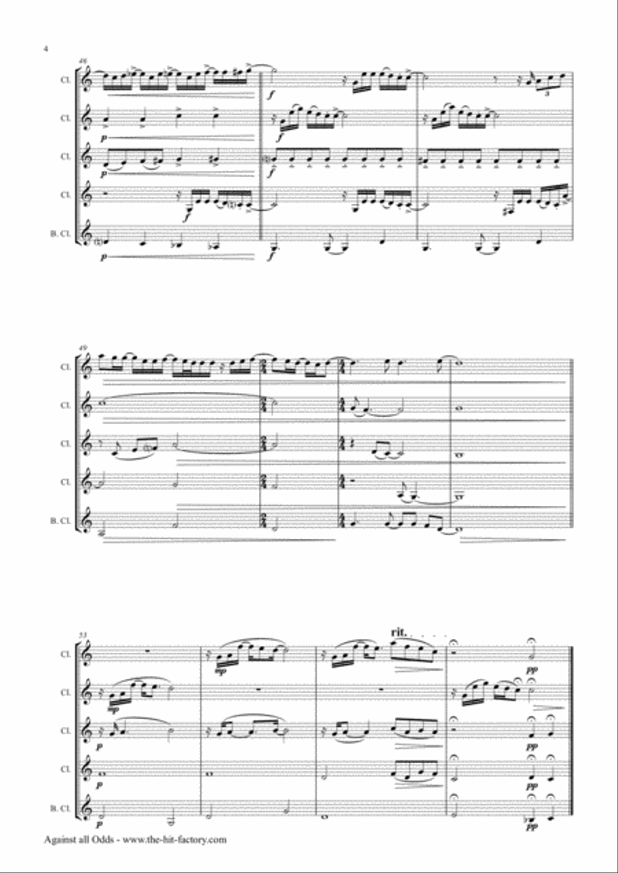 Against All Odds (take A Look At Me Now) Woodwind Ensemble scores gallery preview page 4