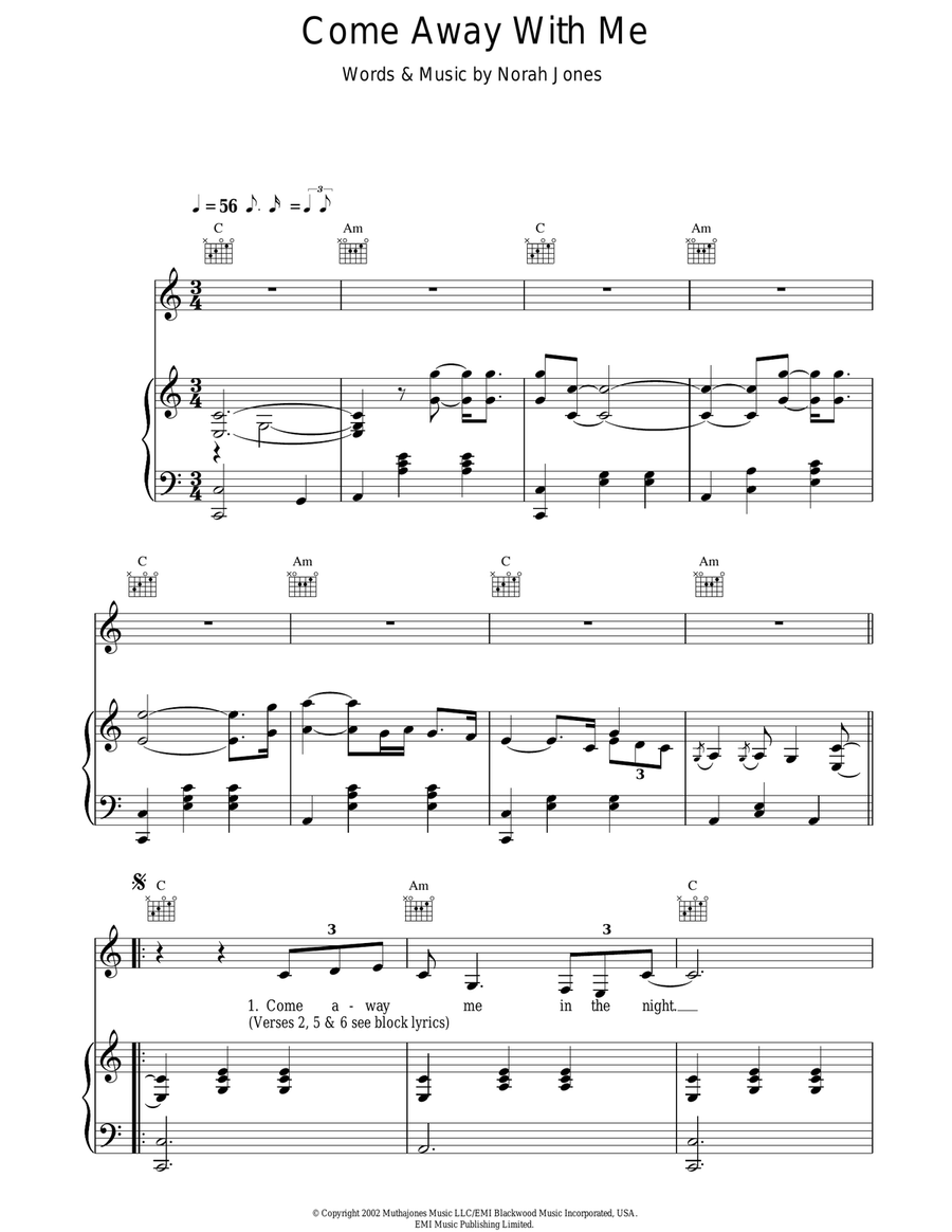 Come Away With Me Acoustic Guitar scores gallery preview page 1