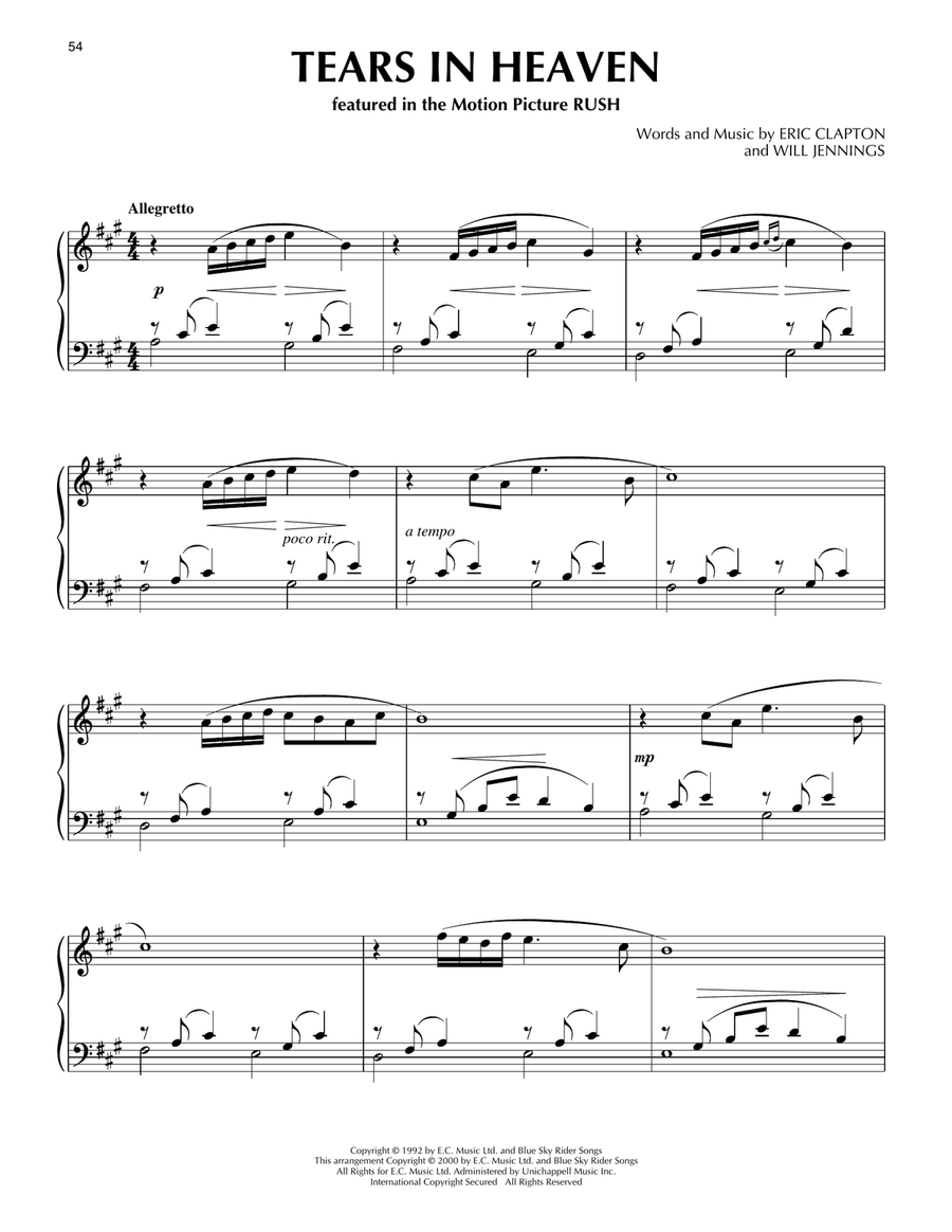 Tears In Heaven (from Rush) (arr. Phillip Keveren) Piano Solo scores gallery preview page 1