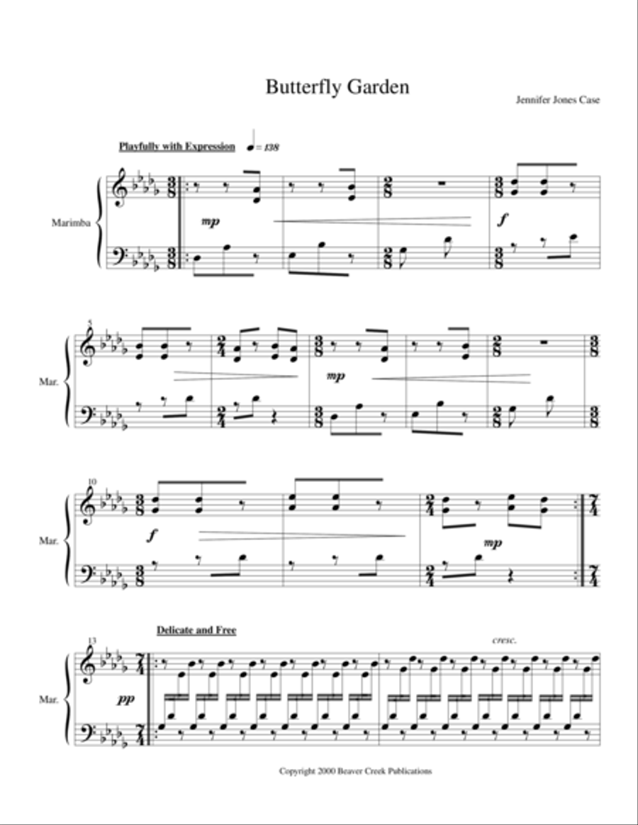 Butterfly Garden Butterfly Garden Marimba scores gallery preview page 1
