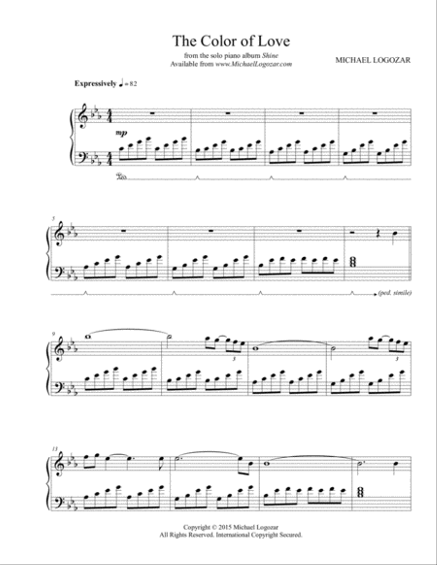 The Color of Love Piano Solo scores gallery preview page 1