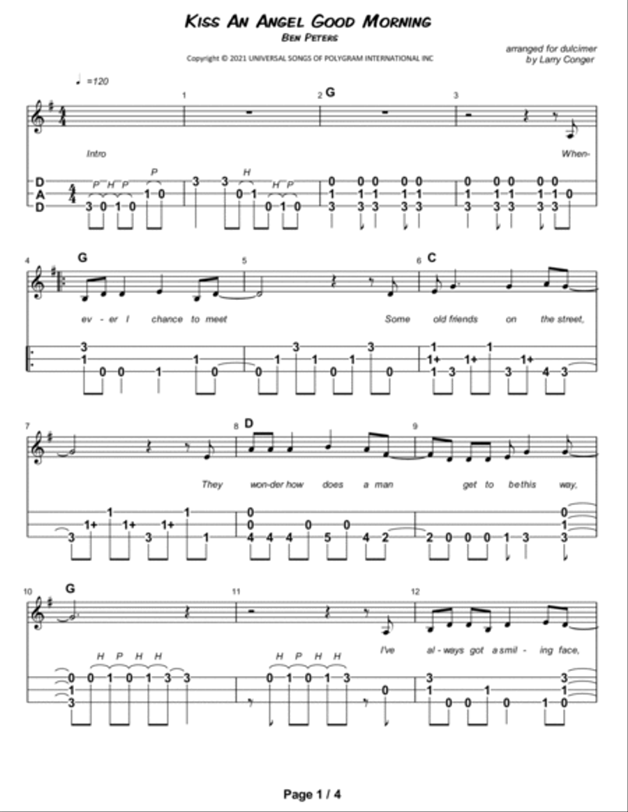 Kiss An Angel Good Mornin Dulcimer scores gallery preview page 2