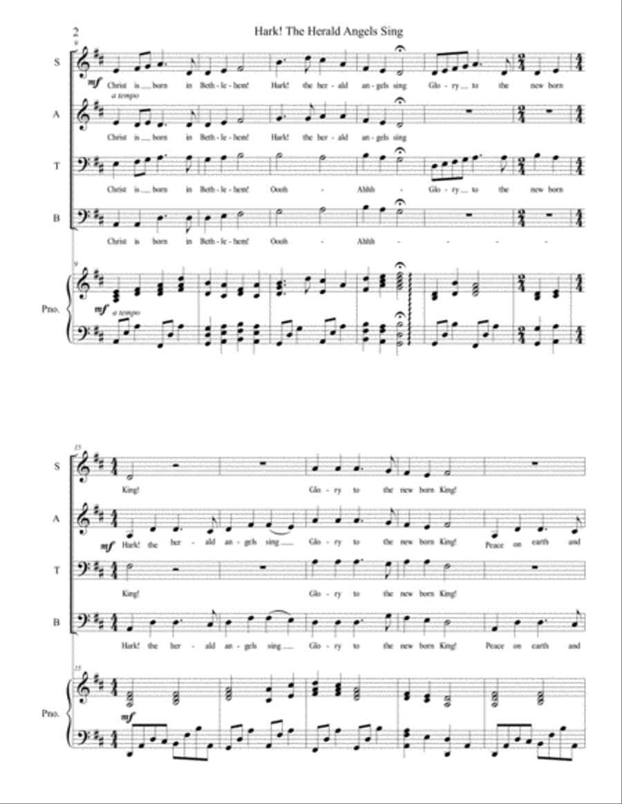 Hark! The Herald Angels Sing 4-Part scores gallery preview page 3