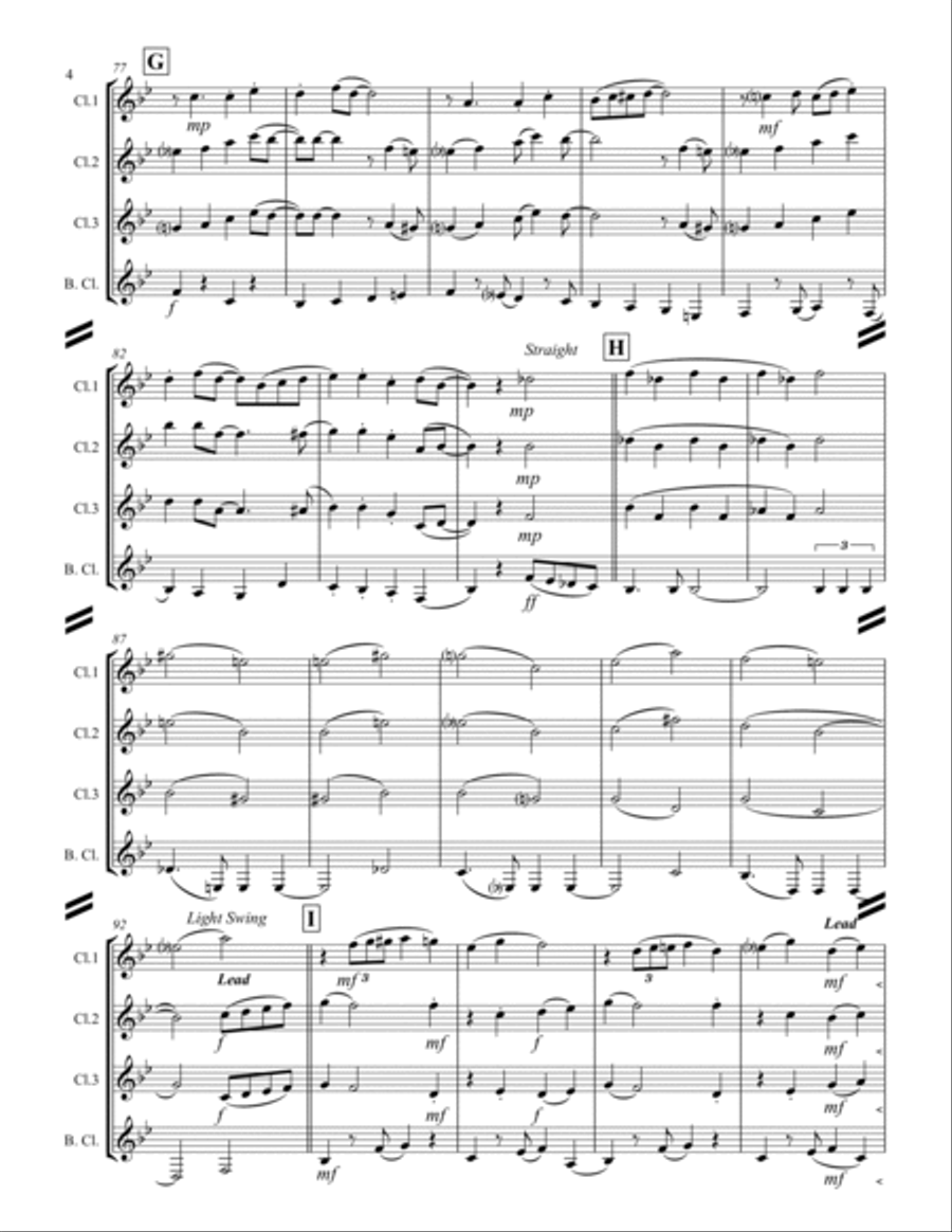 Cheek To Cheek Clarinet Quartet scores gallery preview page 5