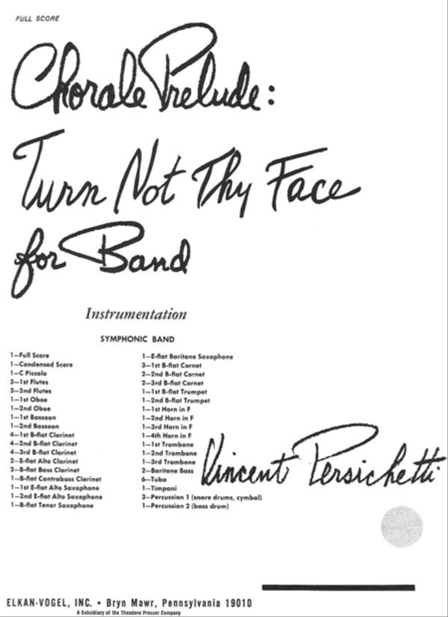 Chorale Prelude: Turn Not Thy Face Concert Band scores gallery preview page 1