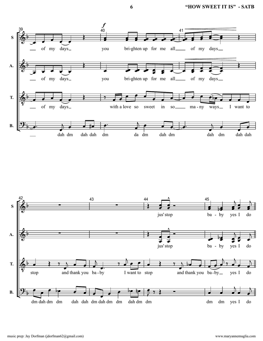 How Sweet It Is (to Be Loved By You) Divisi scores gallery preview page 6