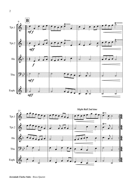 Jeremiah Clarke Suite No. 1 - Brass Quartet Score and Parts PDF image number null