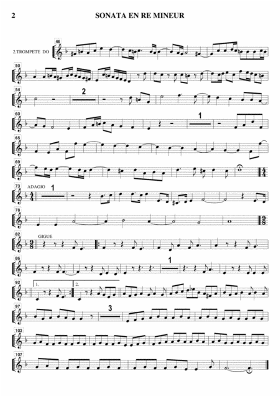 SONATA EN RE MINEUR - J.F.ANDRIEU Brass Ensemble scores gallery preview page 2
