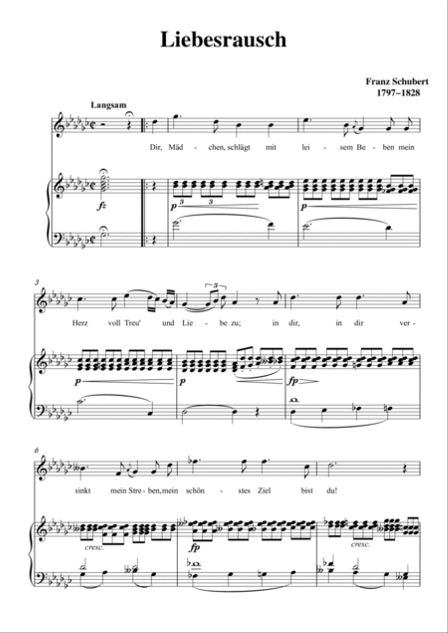 Schubert-Liebesrausch in bG for Vocal and Piano Voice scores gallery preview page 2