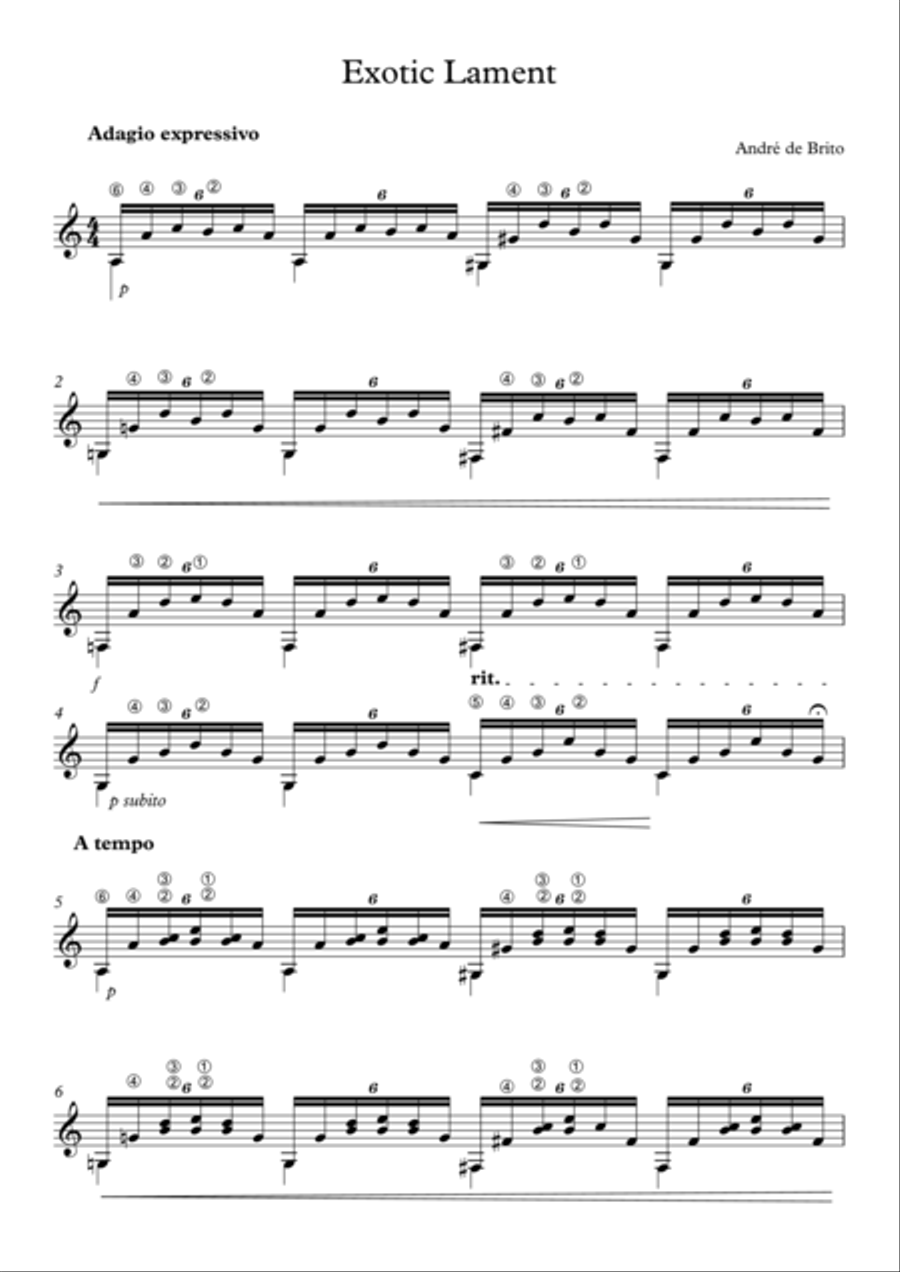 Exotic Lament (Guitar Study #1) Classical Guitar scores gallery preview page 1