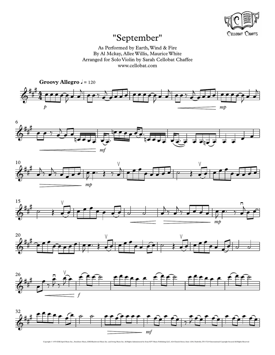 September Violin Solo scores gallery preview page 1