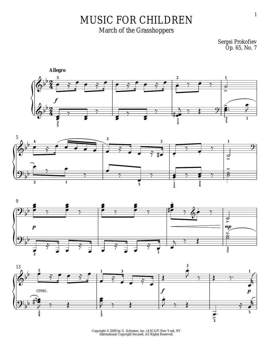 March Of The Grasshoppers Piano Solo scores gallery preview page 1