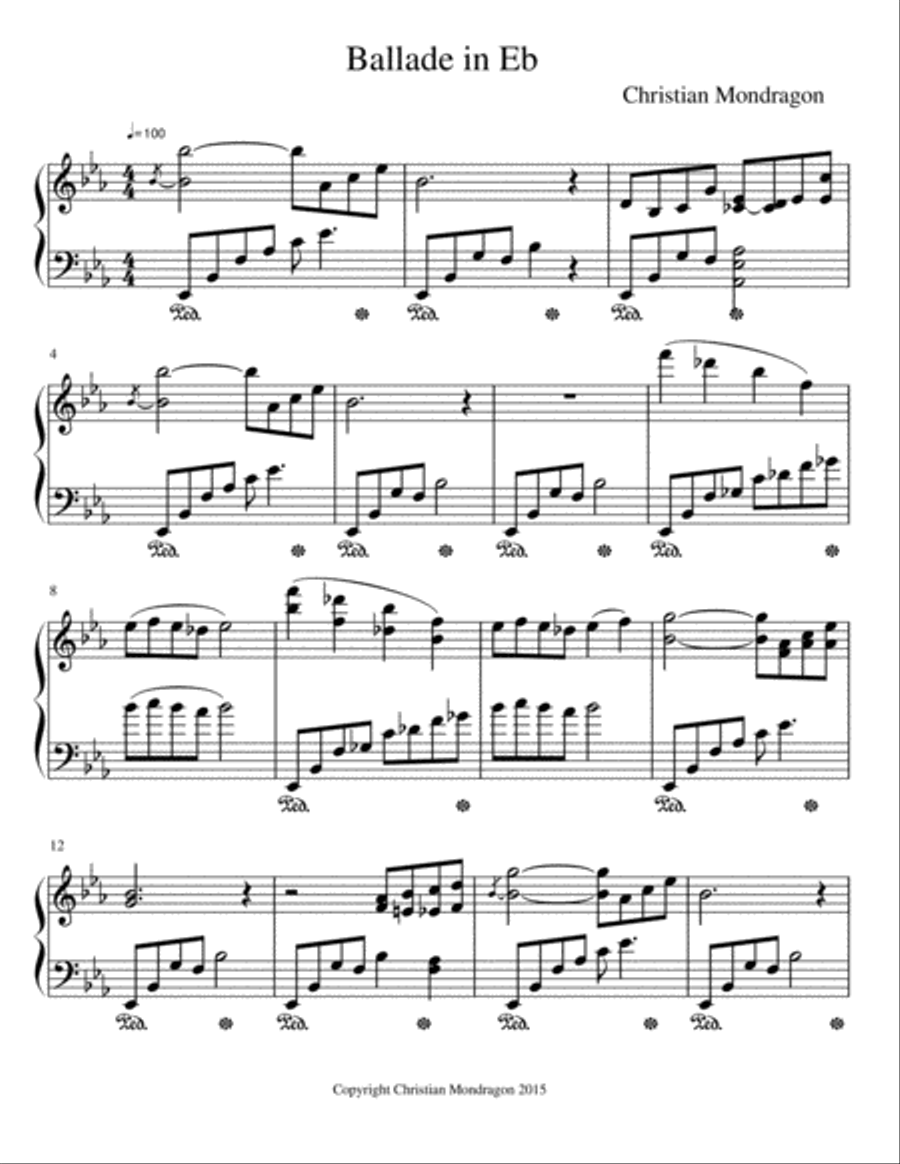 Ballad in Eb Piano Solo scores gallery preview page 1