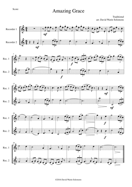 6 simple duets based on hymns, for 2 soprano recorders or 2 tenor recorders image number null