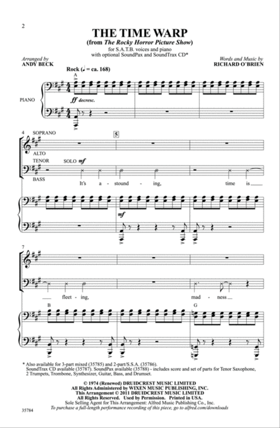 The Time Warp (from The Rocky Horror Picture Show) - SoundTrax CD (CD only) Choir scores gallery preview page 2