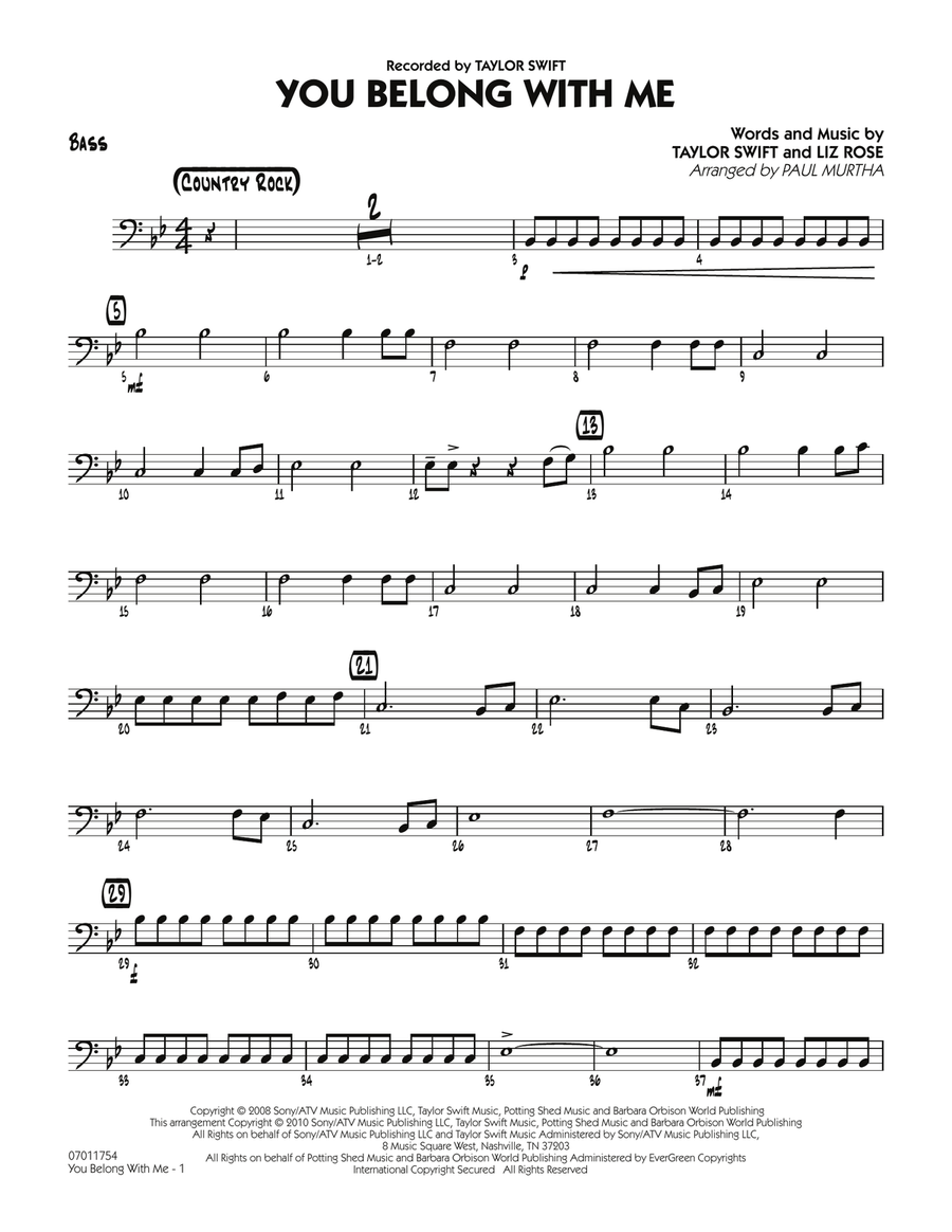 You Belong With Me - Bass