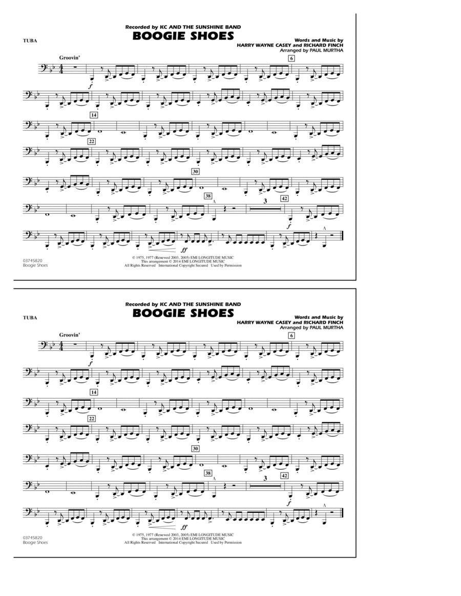 Boogie Shoes - Tuba Marching Band scores gallery preview page 1