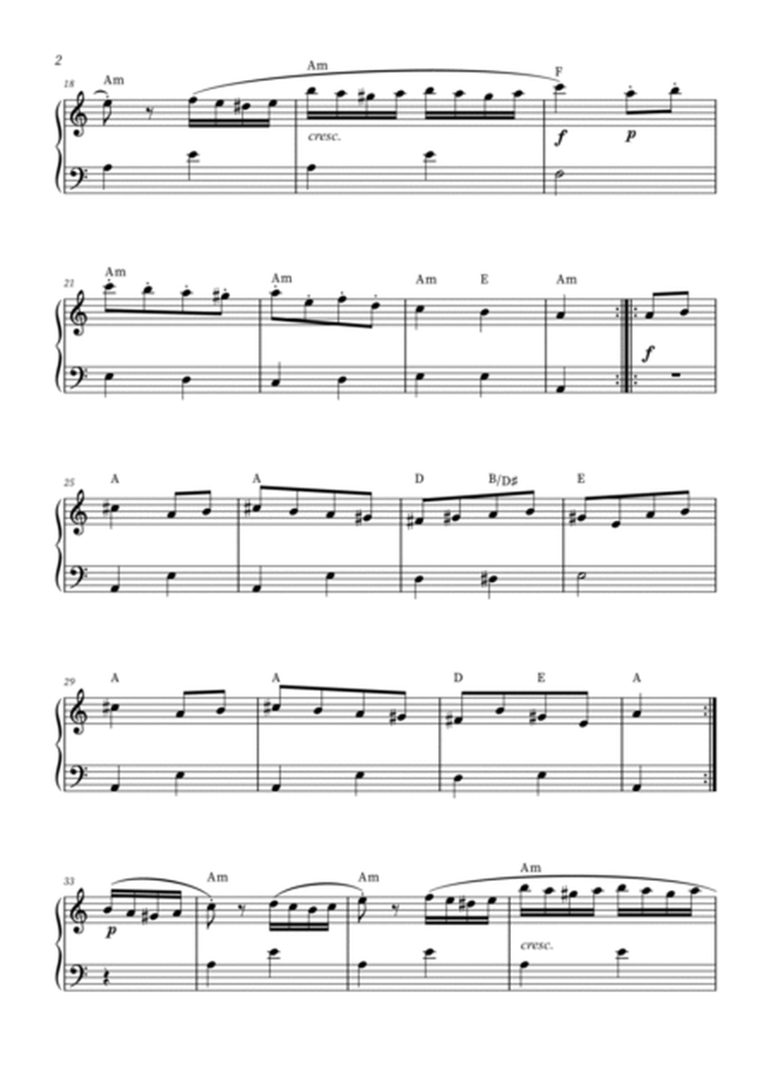 Turkish March - Easy Piano (with chords) image number null