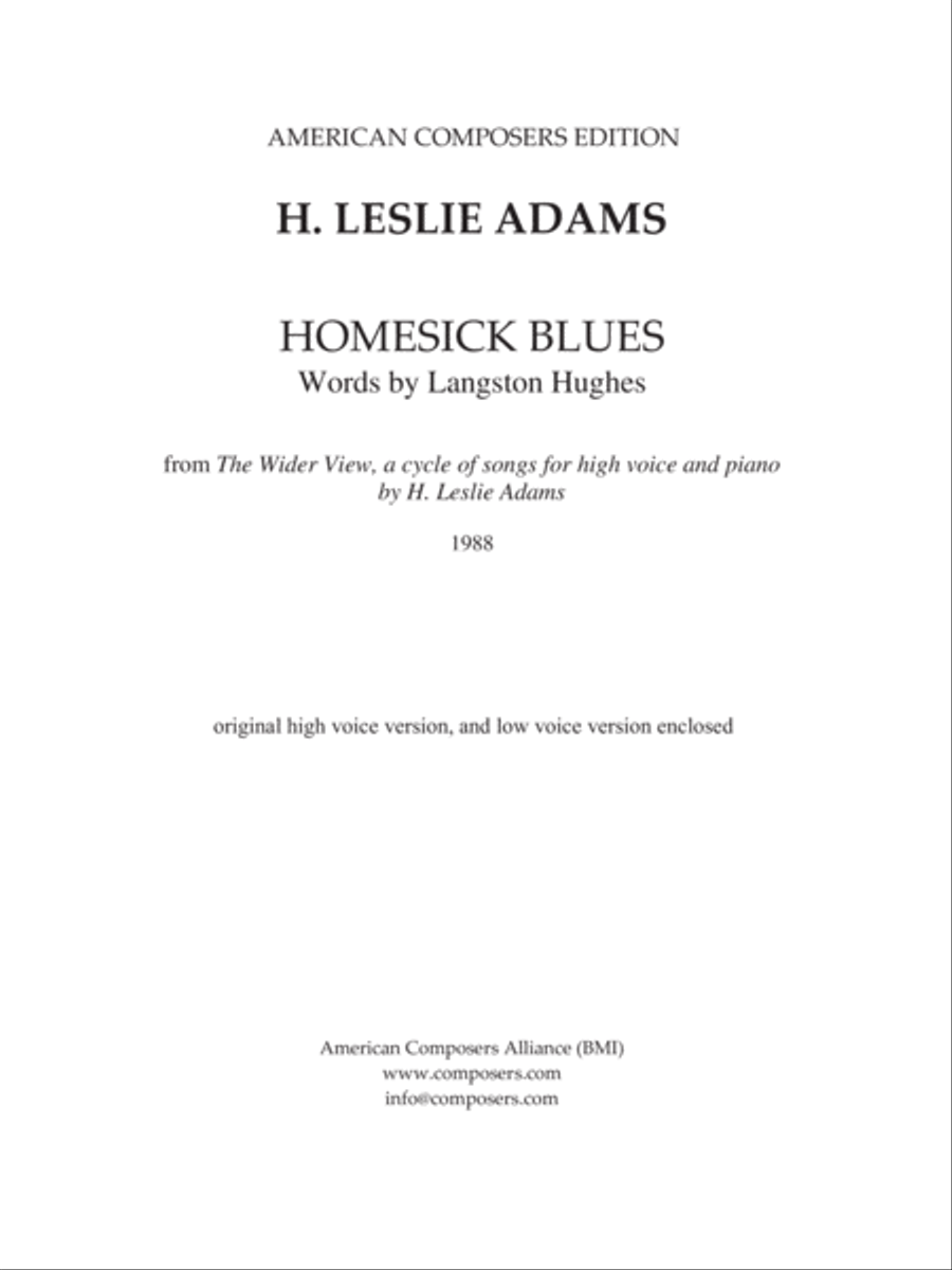[Adams] Homesick Blues (from The Wider View) Voice scores gallery preview page 3