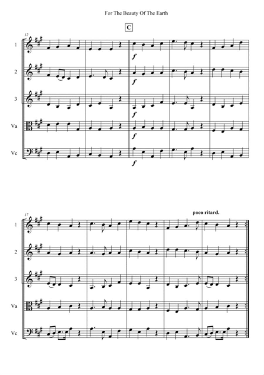 For The Beauty Of The Earth String Quintet scores gallery preview page 2
