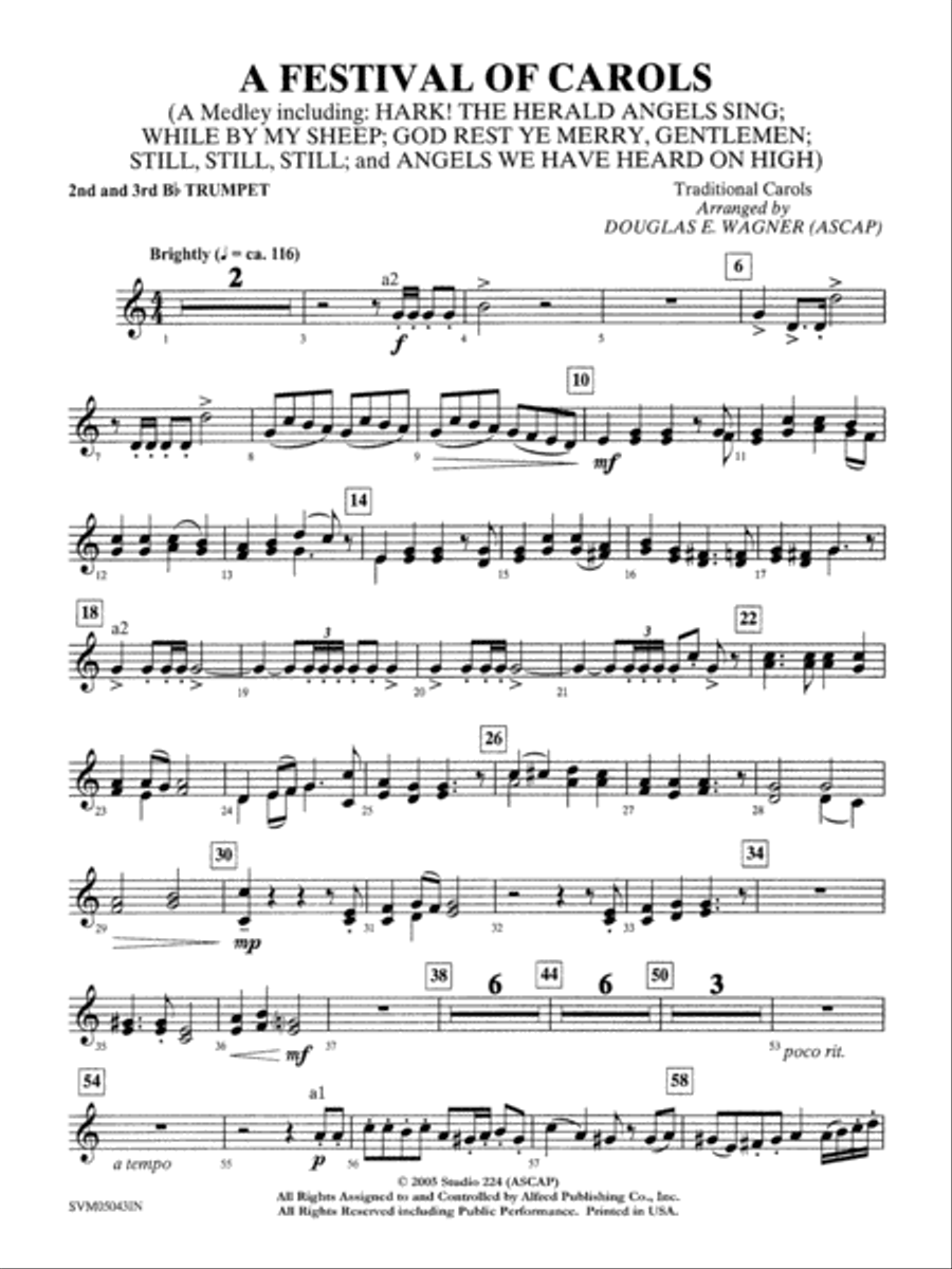 A Festival of Carols (A Medley): 2nd & 3rd Trumpet Trumpet scores gallery preview page 1