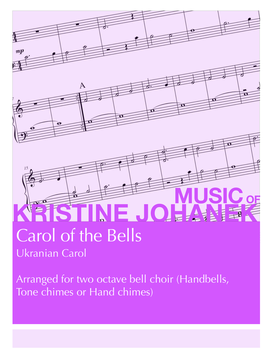 Carol of the Bells (Ukranian Carol) (2 octave handbells, tone chimes or hand chimes) 2-Octaves scores gallery preview page 1