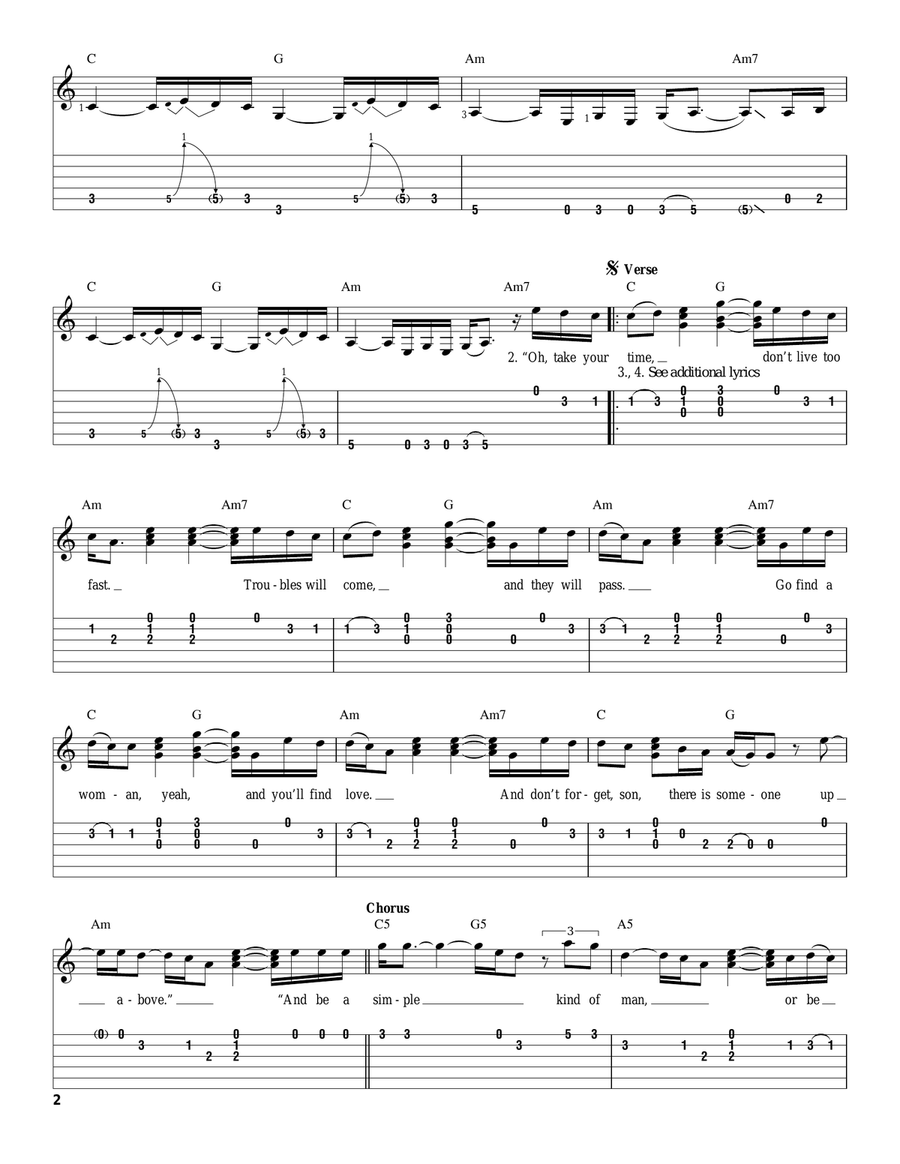 Simple Man Acoustic Guitar scores gallery preview page 2