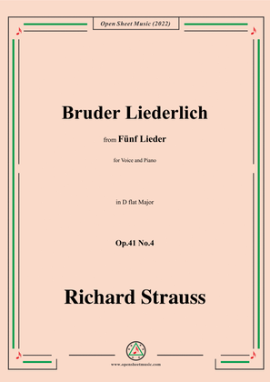 Richard Strauss-Bruder Liederlich,in D flat Major,Op.41 No.4