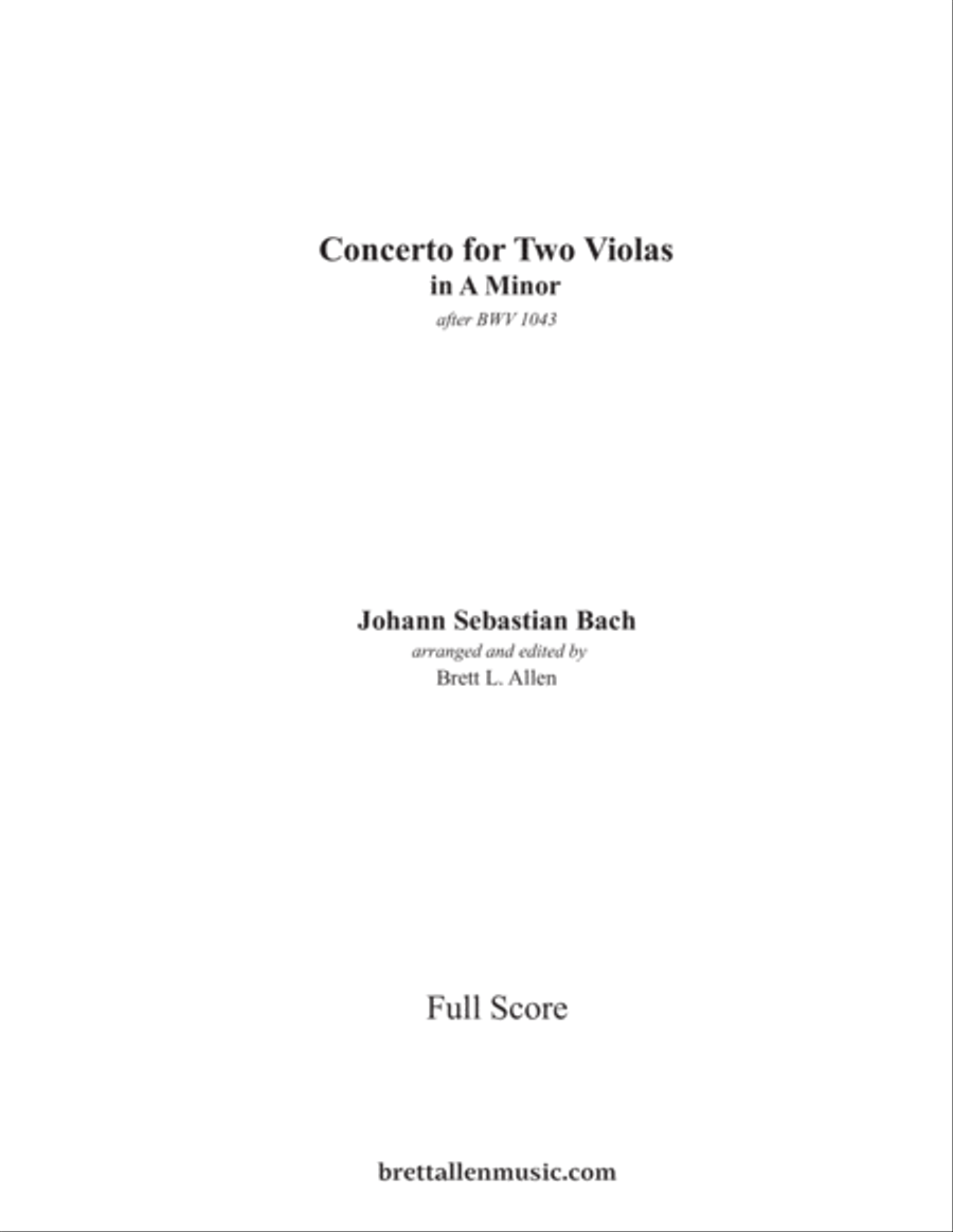 Concerto for Two Violas in A Minor FULL SCORE Chamber Orchestra scores gallery preview page 1