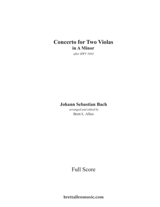 Book cover for Concerto for Two Violas in A Minor FULL SCORE