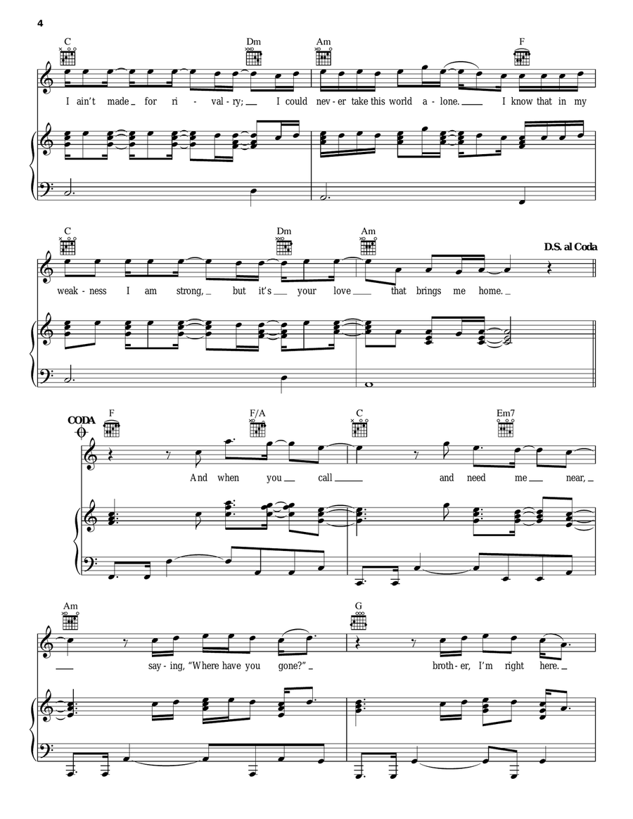 Brother Brother Piano, Vocal, Guitar scores gallery preview page 4