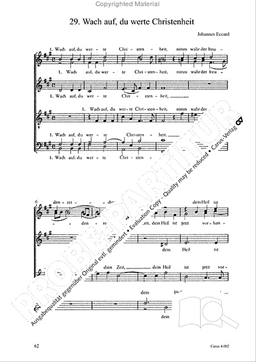 Eccard: 29 Choralbearbeitungen Collection / Songbook scores gallery preview page 63